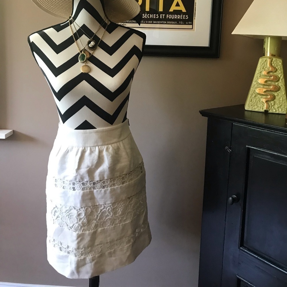 Ann Taylor Lined Crochet Lace Skirt
